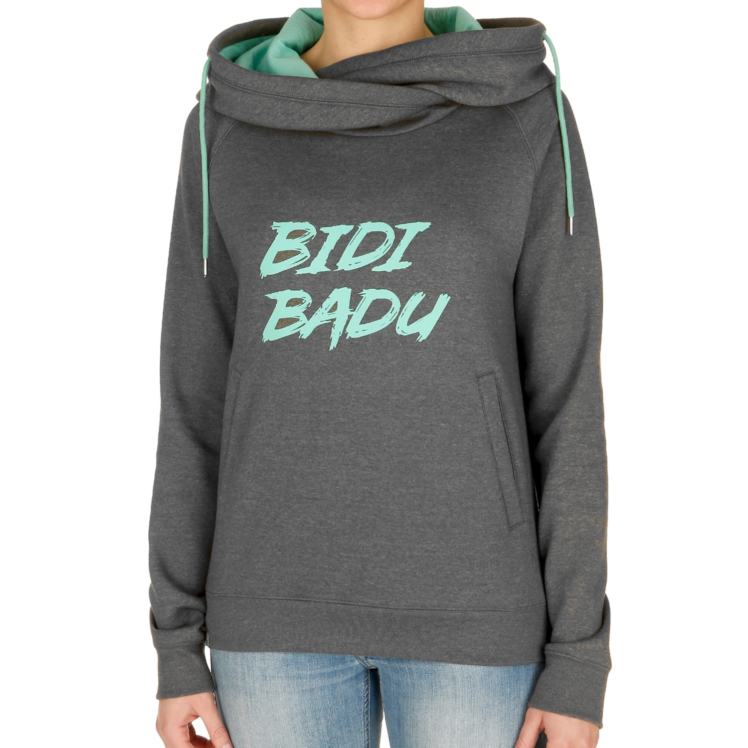 BIDI BADU Haiba Basic Logo Hoody Women - Dark Grey, Mint 3 BIDI BADU Haiba Basic Logo Hoody Women - Dark Grey, Mint