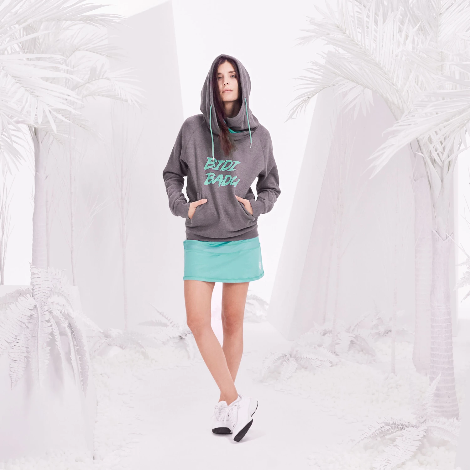 BIDI BADU Haiba Basic Logo Hoody Women - Dark Grey, Mint 10 BIDI BADU Haiba Basic Logo Hoody Women - Dark Grey, Mint - Image 8