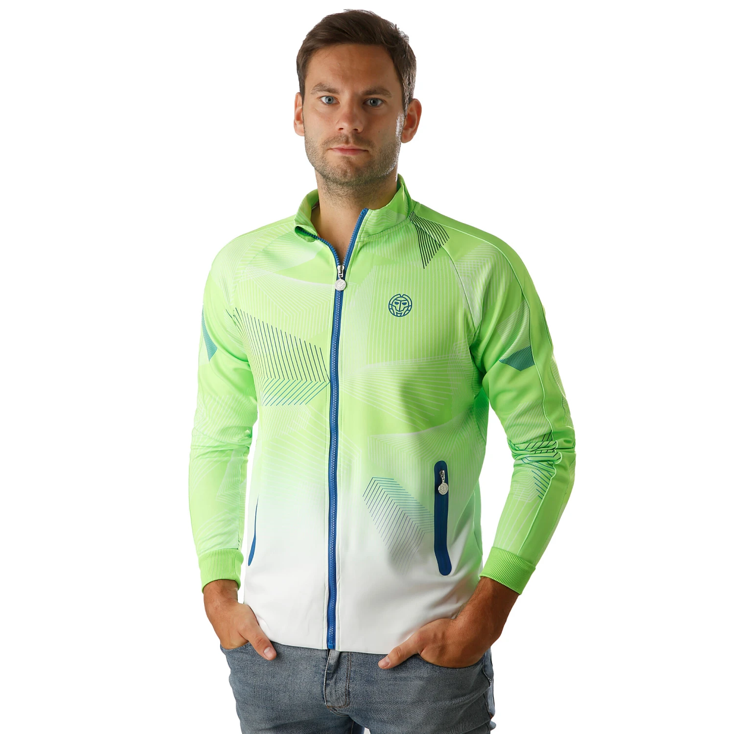 BIDI BADU Aton Tech Training Jacket Men - Neon Green, White 5 BIDI BADU Aton Tech Training Jacket Men - Neon Green, White - Image 3