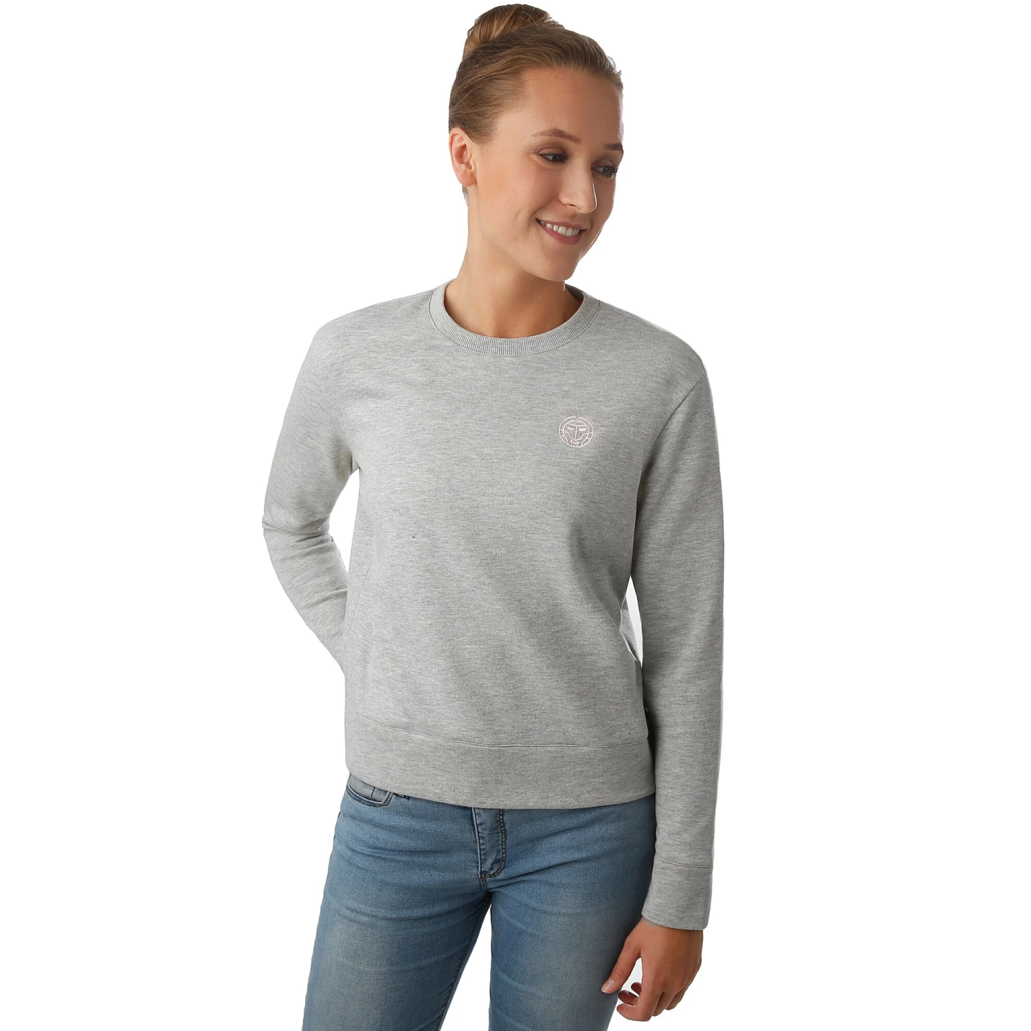 BIDI BADU Mirella Basic Crew Long Sleeve Women - Lightgrey, Pink 5 BIDI BADU Mirella Basic Crew Long Sleeve Women - Lightgrey, Pink - Image 3