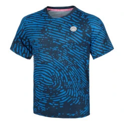 BIDI BADU Fingerprint Rounf Neck T-Shirt Men - Dark Blue, White